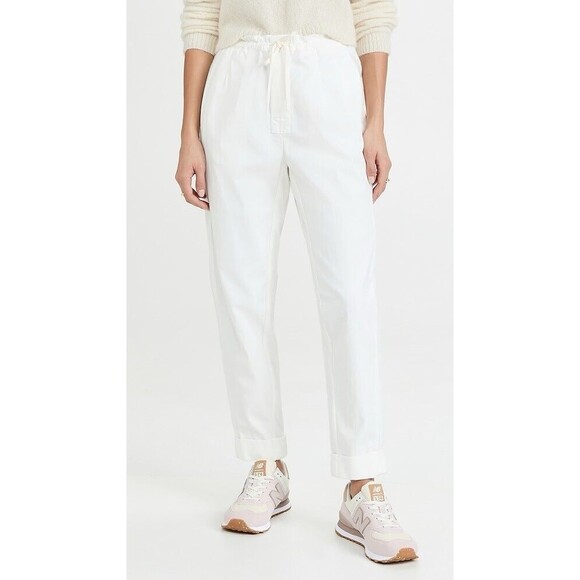 Alice + Olivia Liliana Paperbag Pants Size XL White Elastic Waist Tapered Cuffed